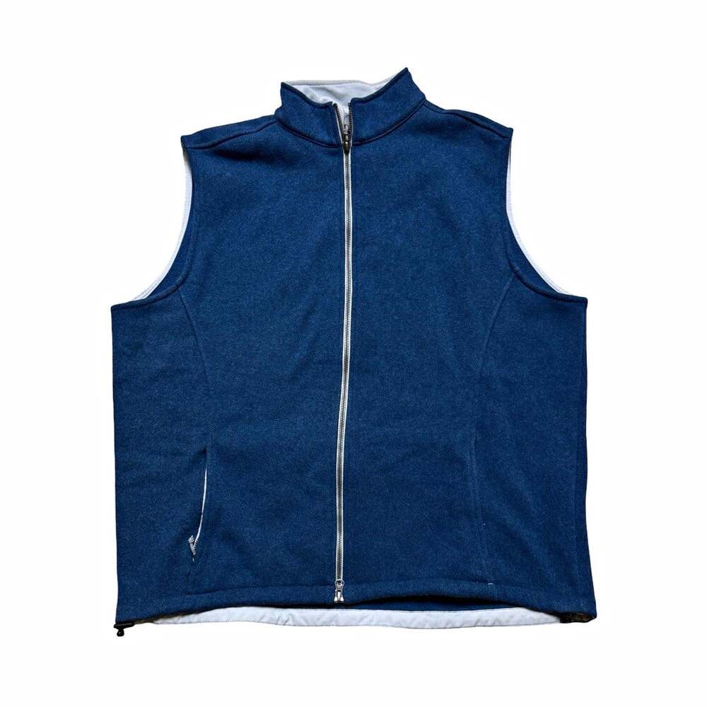 Peter Millar Men’s XL Blue Full Zip Vest Stand-Up Collar Logo Golf Casual